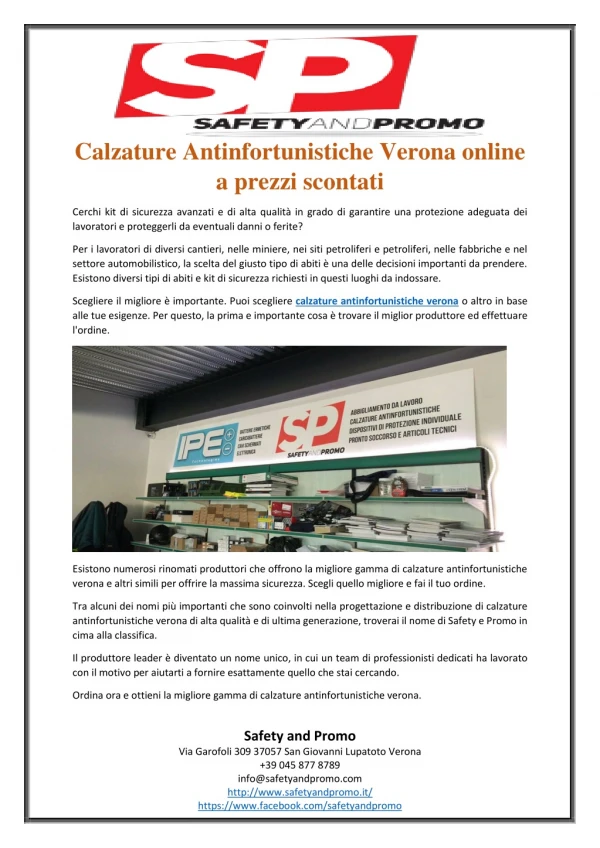 Calzature Antinfortunistiche Verona online a prezzi scontati