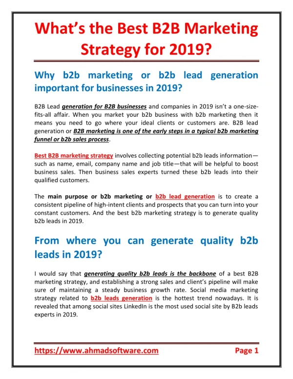 What the best B2B marketing strategy for 2019