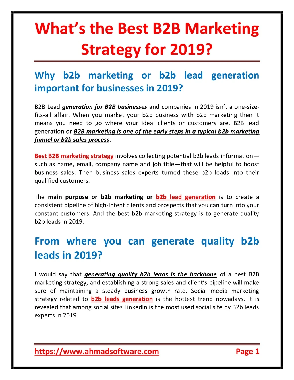 what s the best b2b marketing strategy for 2019