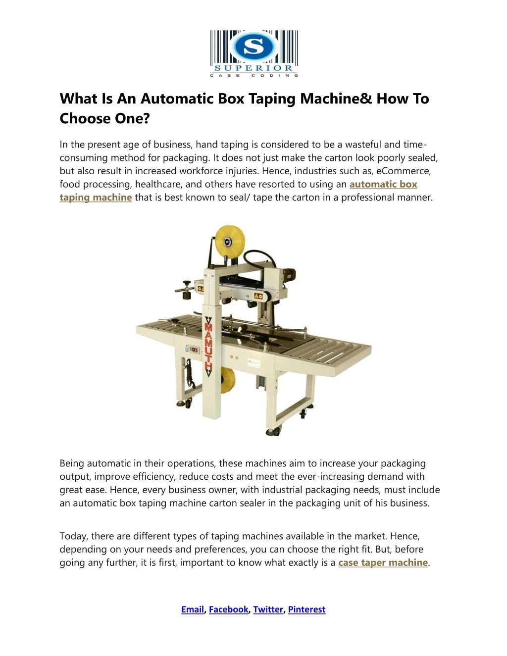 what is an automatic box taping machine