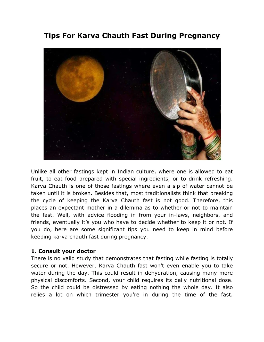 tips for karva chauth fast during pregnancy