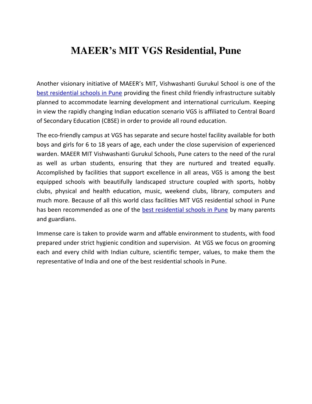maeer s mit vgs residential pune