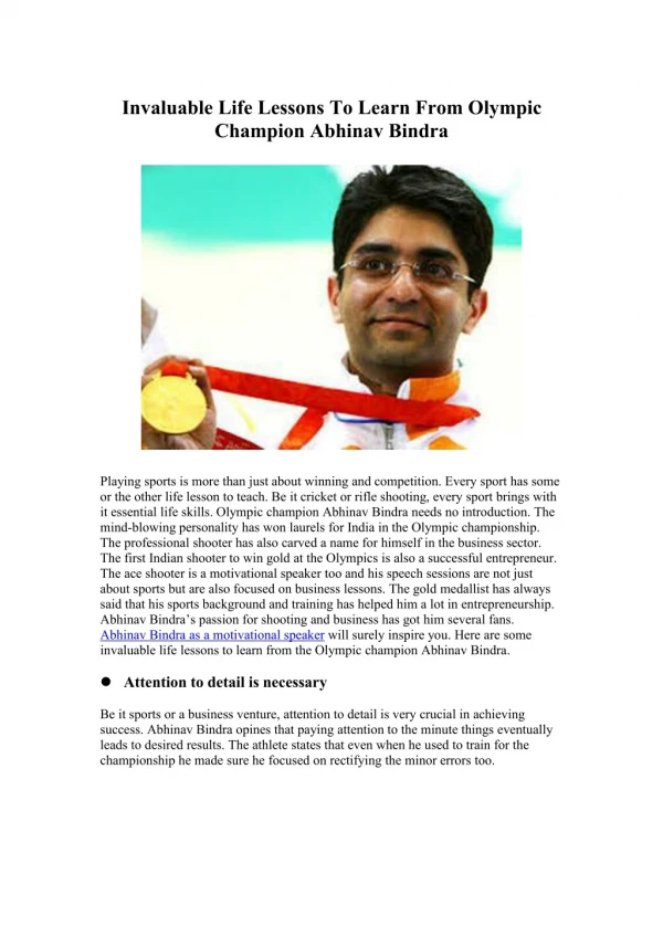 Invaluable Life Lessons To Learn From Olympic Champion Abhinav Bindra