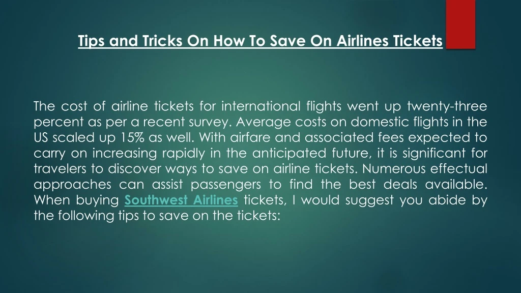 tips and tricks on how to save on airlines tickets