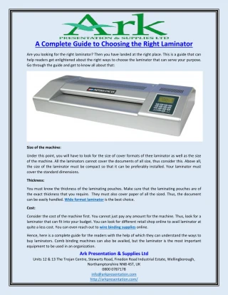 A Complete Guide to Choosing the Right Laminator - slide 1