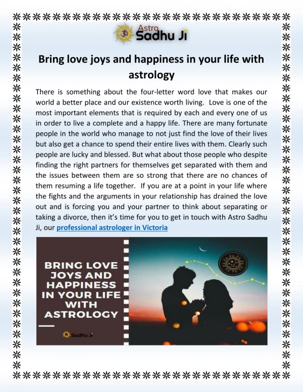 Bring love joys and happiness in your life with astrology