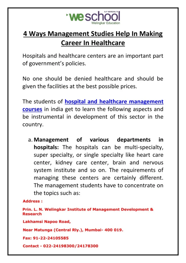 4 Ways Management Studies Help in Making Career In Healthcare