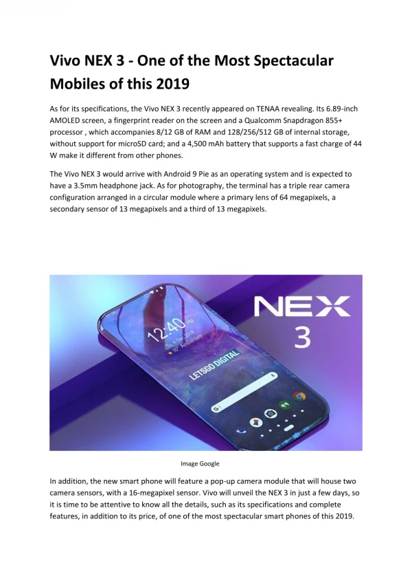 Vivo NEX 3 - one of the most spectacular mobiles of this 2019