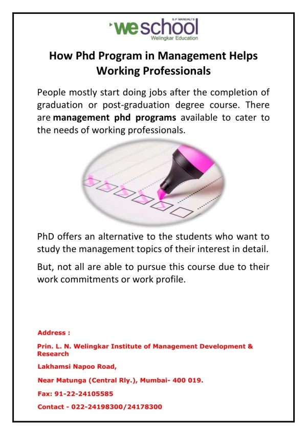How Phd Program in Management Helps Working Professionals