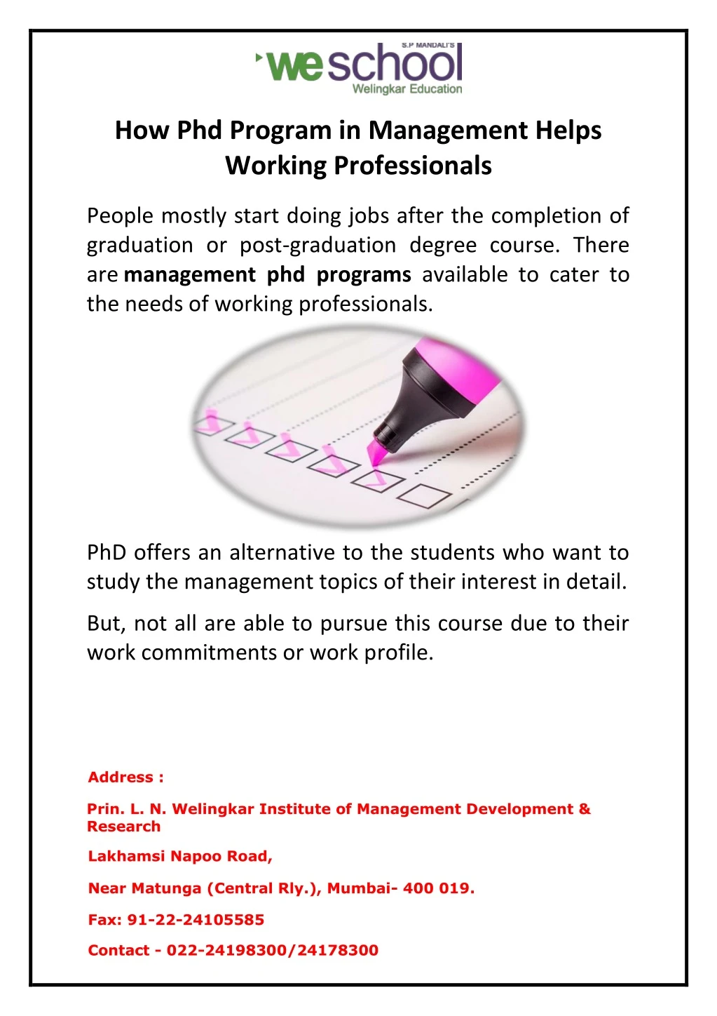 how phd program in management helps working