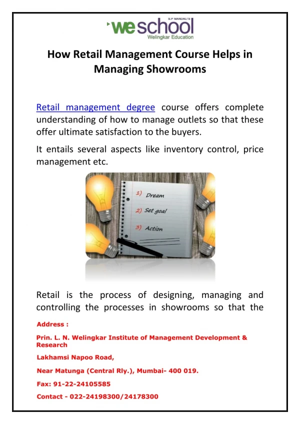How Retail Management Course Helps In Managing Showrooms