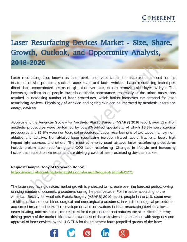 Laser Resurfacing Devices Market Shows Expected Growth from 2018-2026