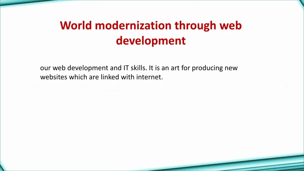 world modernization through web development