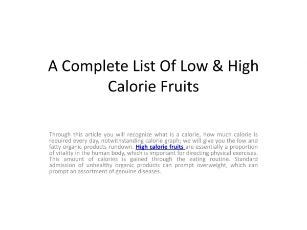 A Complete List Of Low & High Calorie Fruits