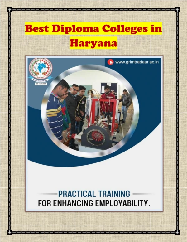 Best Diploma Colleges in Haryana