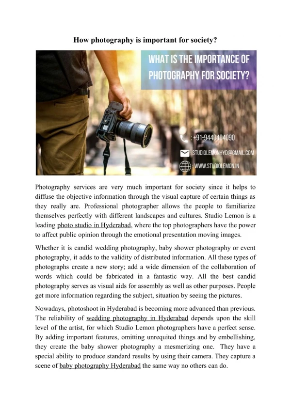 What is the importance of photography for society?