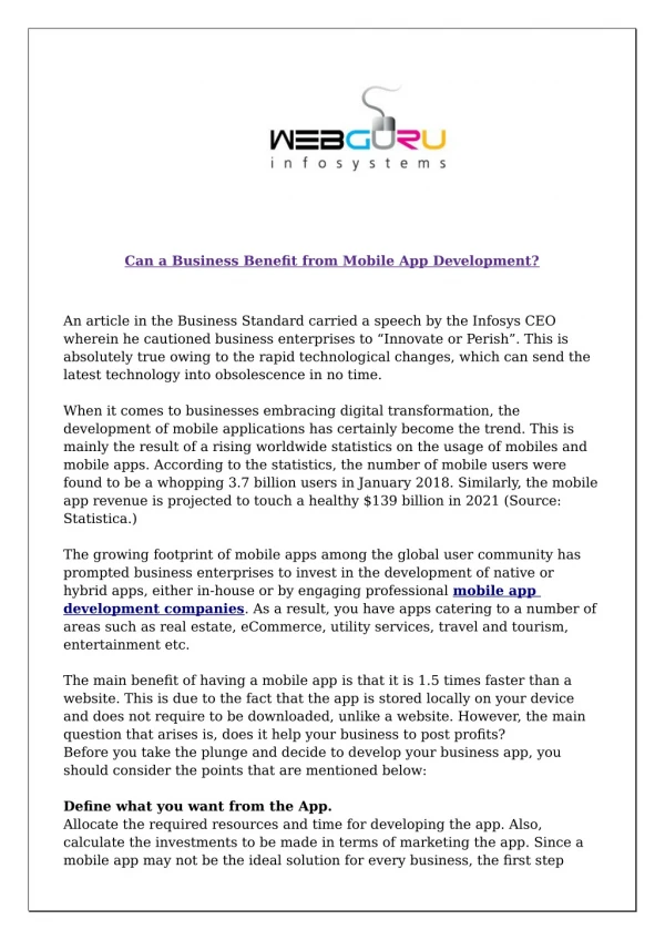 Can a Business Benefit from Mobile App Development?
