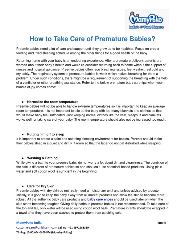 How to Take Care of Premature Babies?