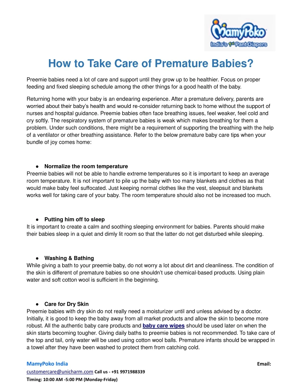 how to take care of premature babies