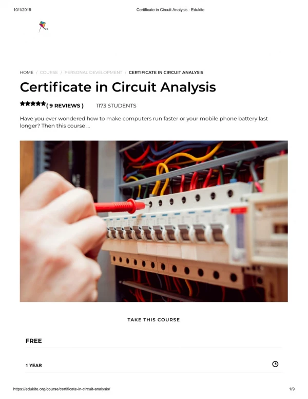 Certificate in Circuit Analysis - Edukite