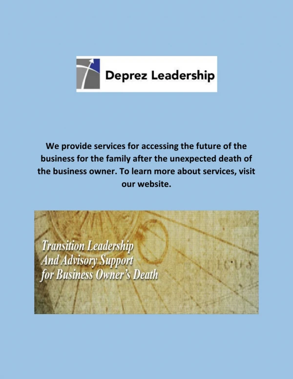 Surviving the Death of the Business Owner - Deprezleadership.com