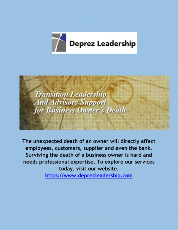 Unexpected Death of a Business Owner - Deprezleadership.com