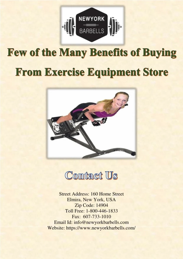 Few of the Many Benefits of Buying From Exercise Equipment Store