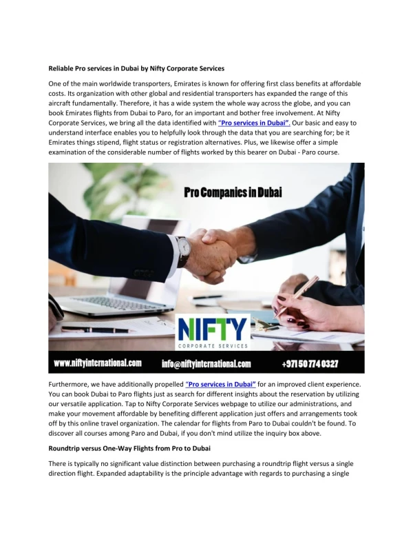Reliable Pro services in Dubai by Nifty Corporate Services