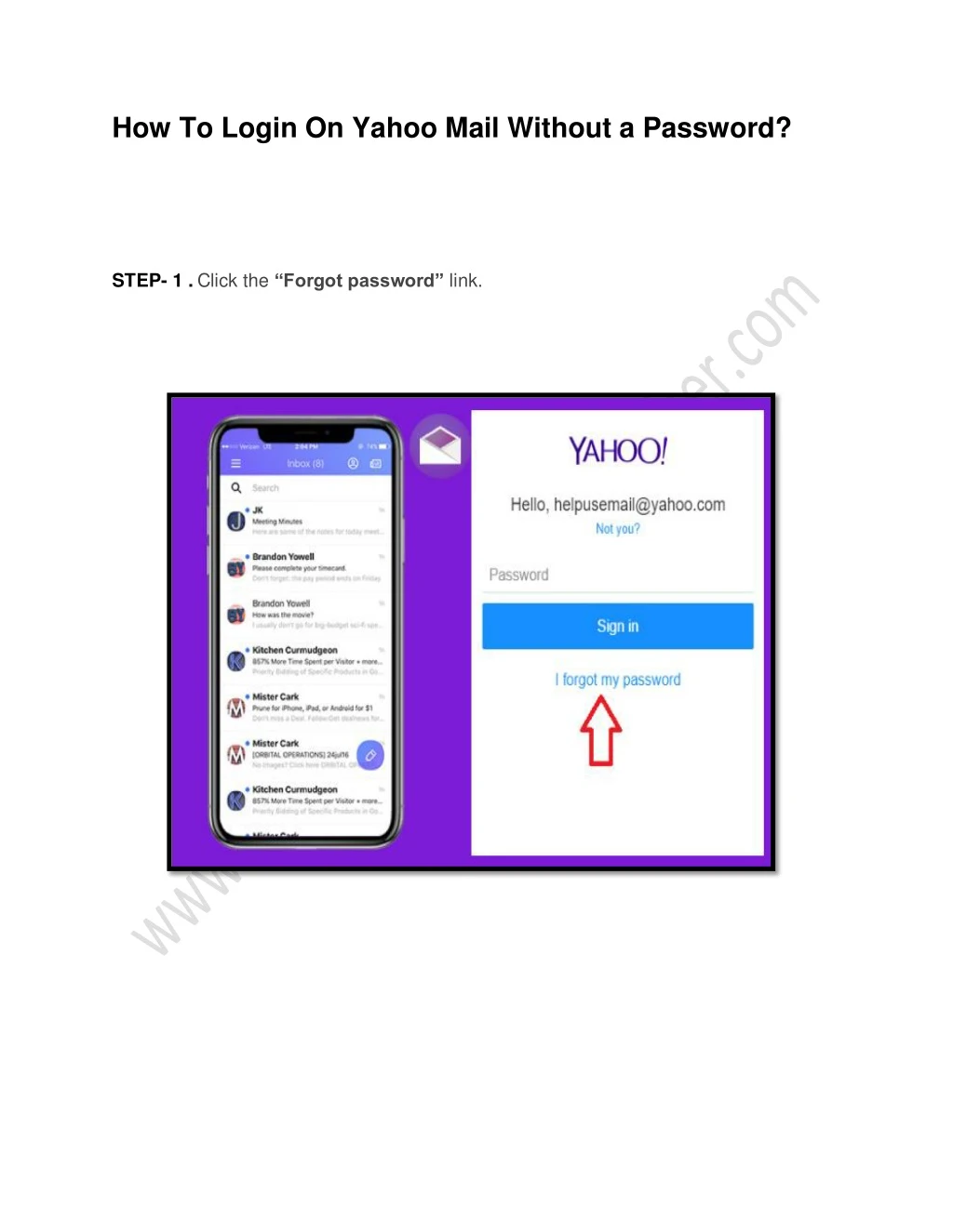 how to login on yahoo mail without a password
