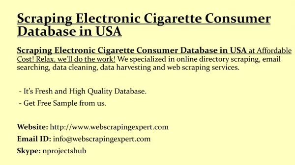 Scraping Electronic Cigarette Consumer Database in USA