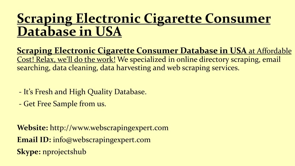 scraping electronic cigarette consumer database in usa