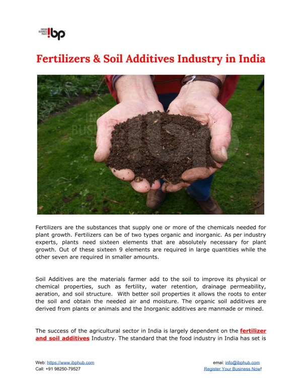 Fertilizers & Soil Additives Industry in India