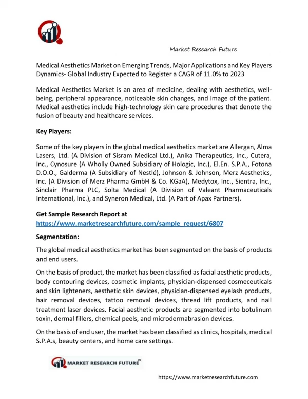 Medical Aesthetics Market Research Report 2019