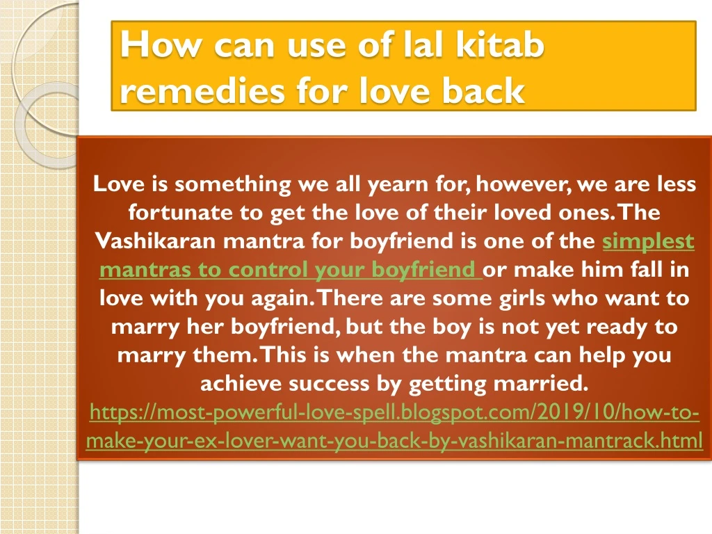how can use of lal kitab remedies for love back