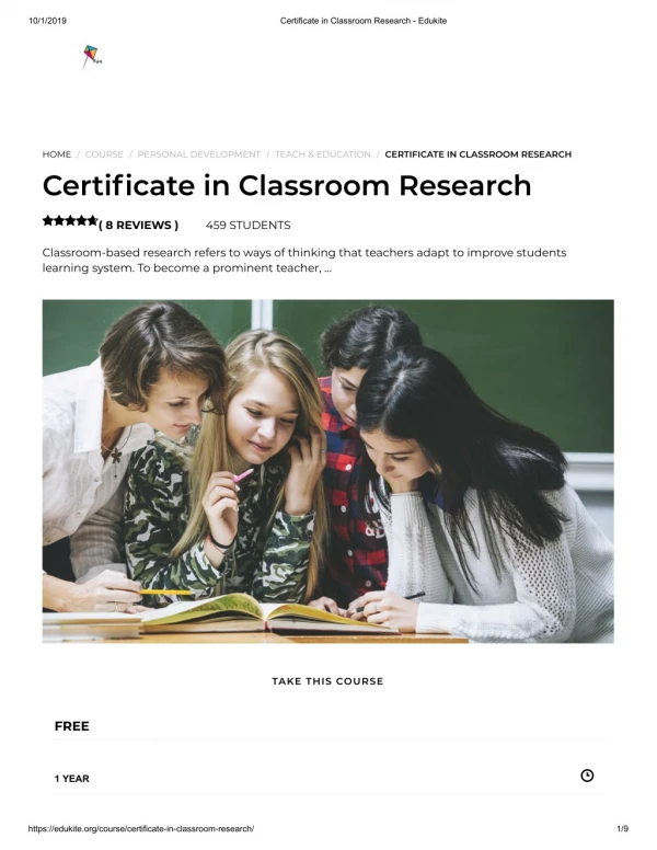 Certificate in Classroom Research - Edukite