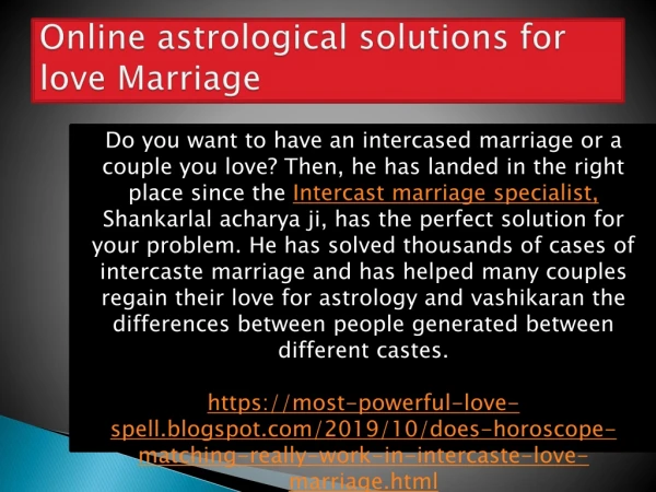 Online astrological solutions for love marriage