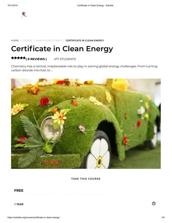 Certificate in Clean Energy - Edukite