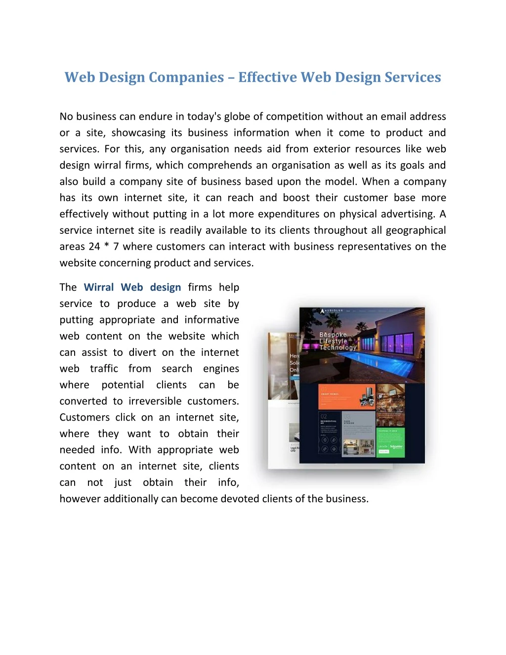 web design companies effective web design services
