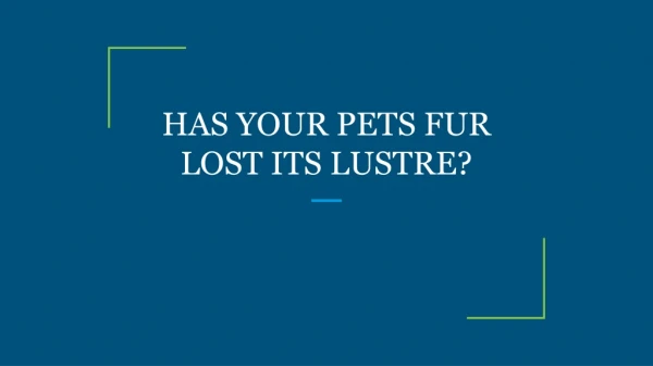 HAS YOUR PETS FUR LOST ITS LUSTRE?