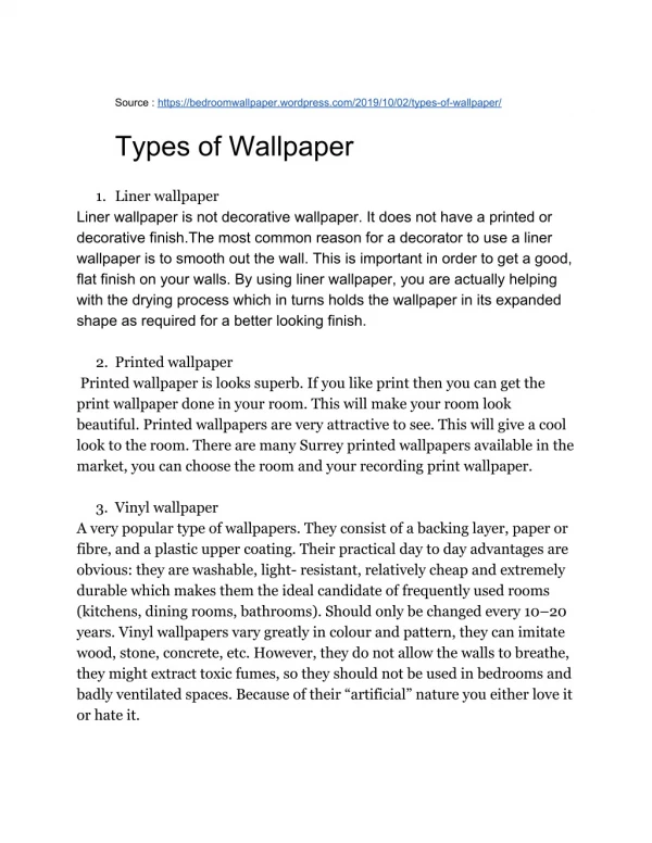 types of wallpaper