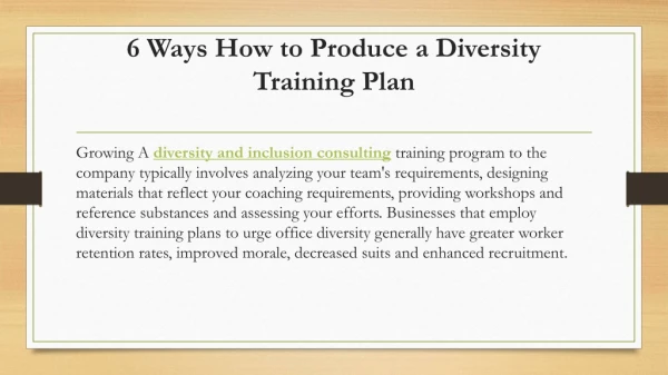 6 Ways How to Produce a Diversity Training Plan