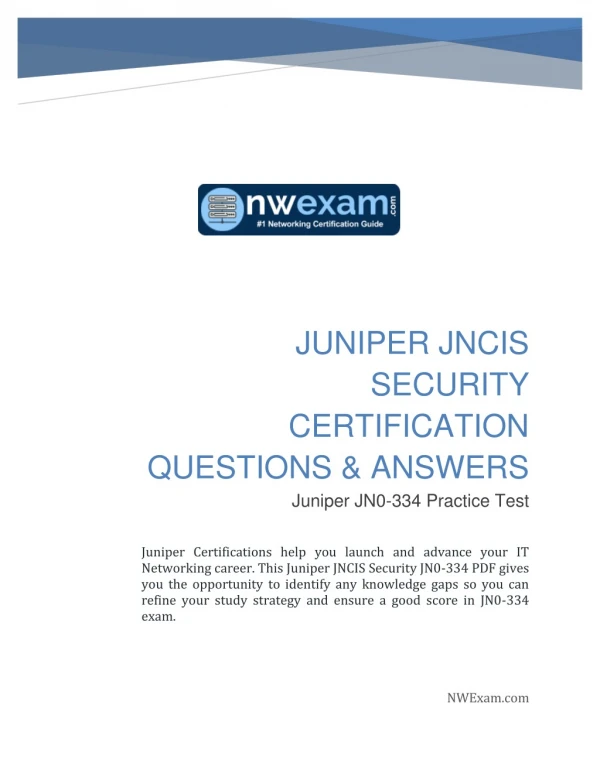 Latest Juniper JN0-334 JNCIS Security Certification Questions & Answers