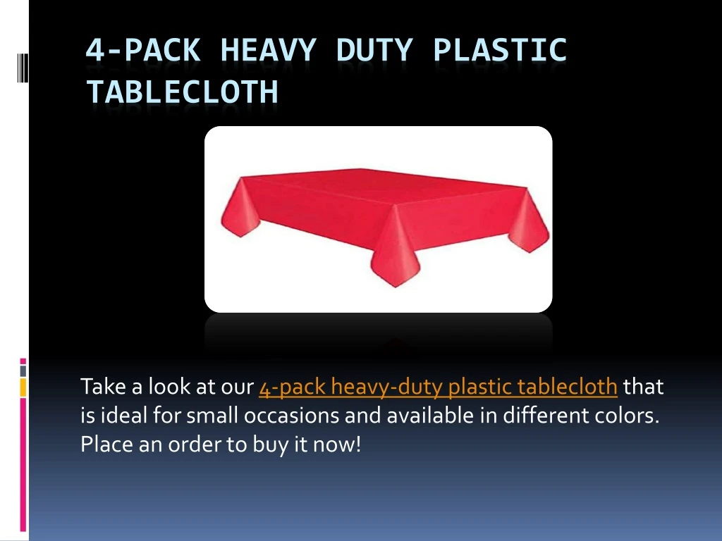 4 pack heavy duty plastic tablecloth