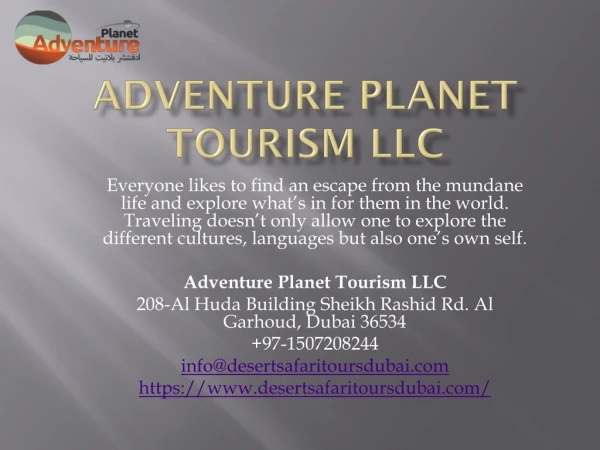 Adventure Planet Tourism LLC