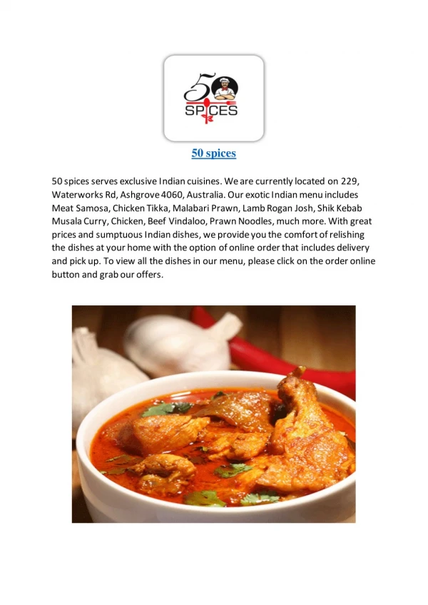 25% Off -50 spices-Ashgrove - Order Food Online