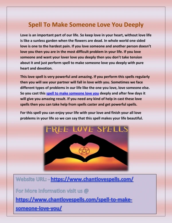 Spells To Make Someone Fall in Love Deeply With You