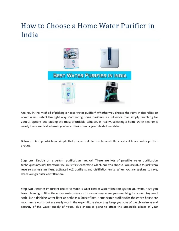 Best ro Water Purifier In India