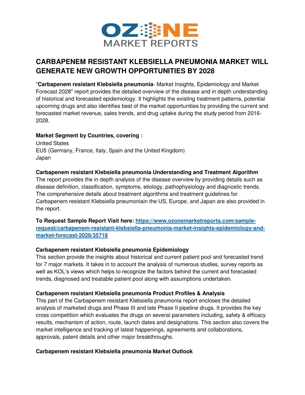 carbapenem resistant klebsiella pneumonia market