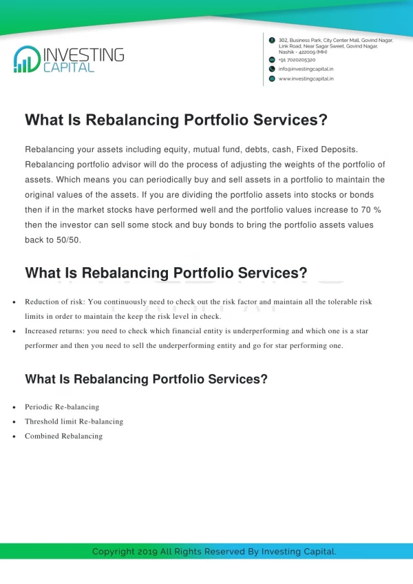 What Is Rebalancing Portfolio Services?