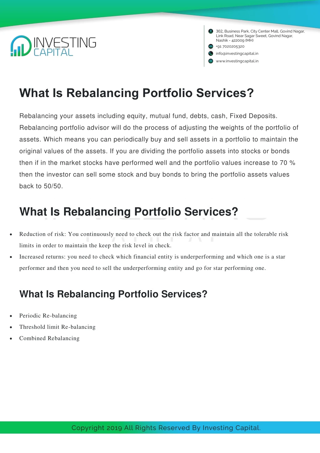 what is rebalancing portfolio services